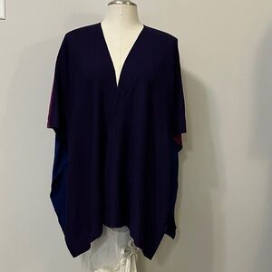 St. John Navy Knit Open-Front Tunic with Magenta Accents
